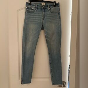 J. Crew 8” Toothpick Jeans with Raw Hem